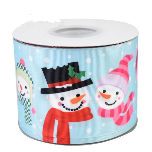 Christmas Gift Printed Polyester Ribbed Ribbon