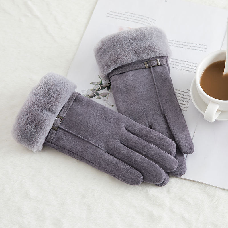 Thermal Gloves N915 Women's Winter Suede Double-layer Velvet Thickened - globaltradeleader