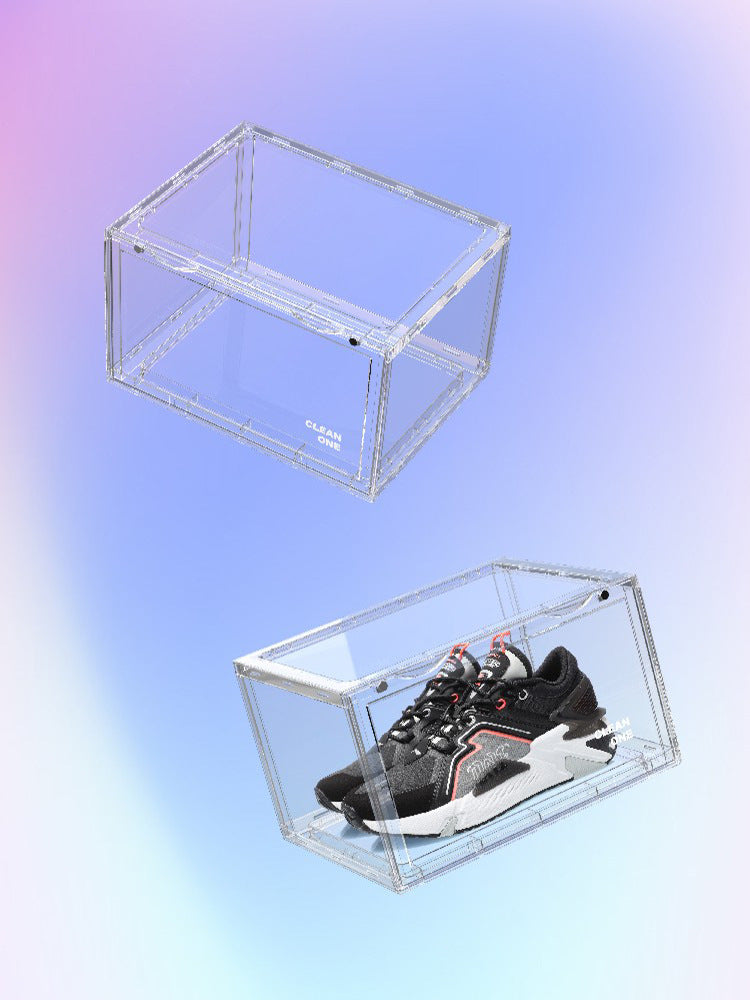 Transparent Basketball Shoe Storage Box Net Dust-proof Side Opening