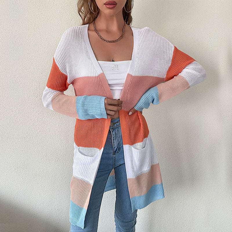 Women's Japanese Style Stripe Knitted Cardigan - globaltradeleader