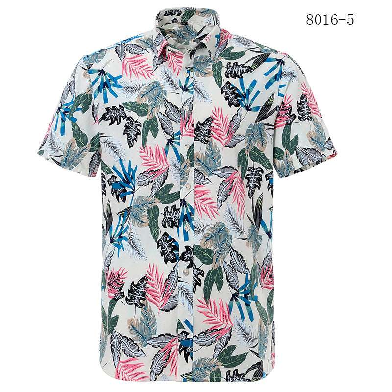 Printed short-sleeved shirt men's European beach