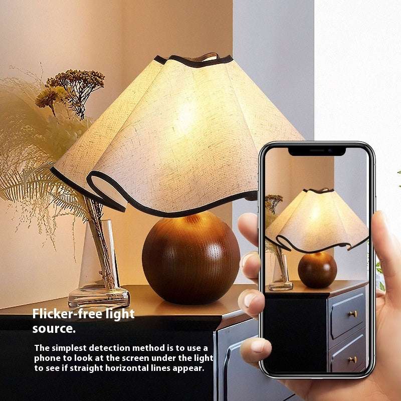 Retro Solid Wood Table Lamp Walnut Creative Petal Bedroom - globaltradeleader