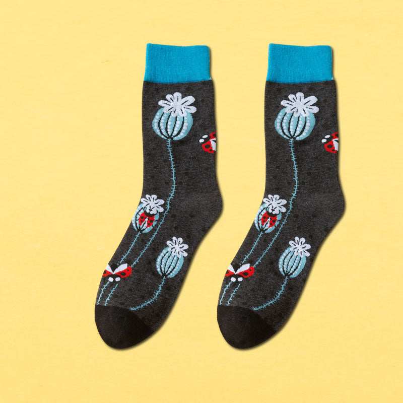 Men's Mid-calf Length Autumn And Winter New Casual Cartoon AB Foot Socks - globaltradeleader