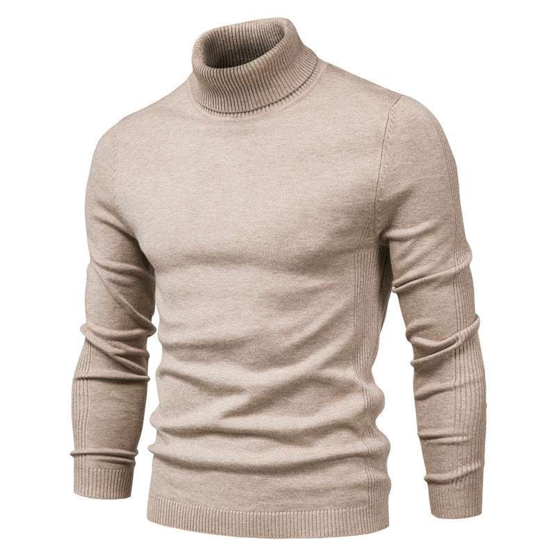 Men's Solid Color Slim Pullover Turtleneck Sweater Winter Casual Tops Clothing - globaltradeleader