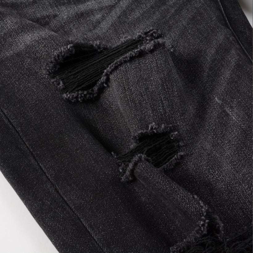 Knee Color Patch Torn Jeans Male