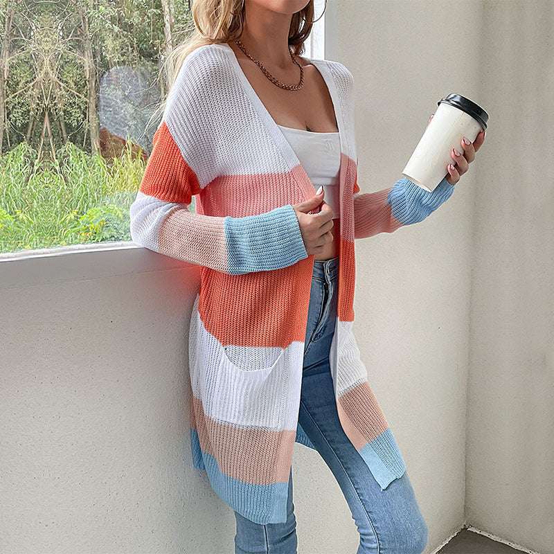 Women's Japanese Style Stripe Knitted Cardigan - globaltradeleader