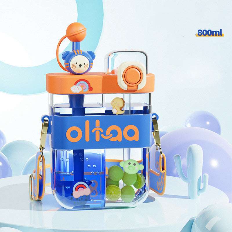 Large Capacity Split Bin Double Drink Plastic Cup Portable Cartoon Cute Kettle