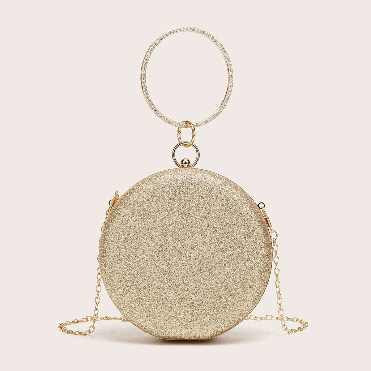 Diamondencrusted Handheld Round Box Bag Chain Evening