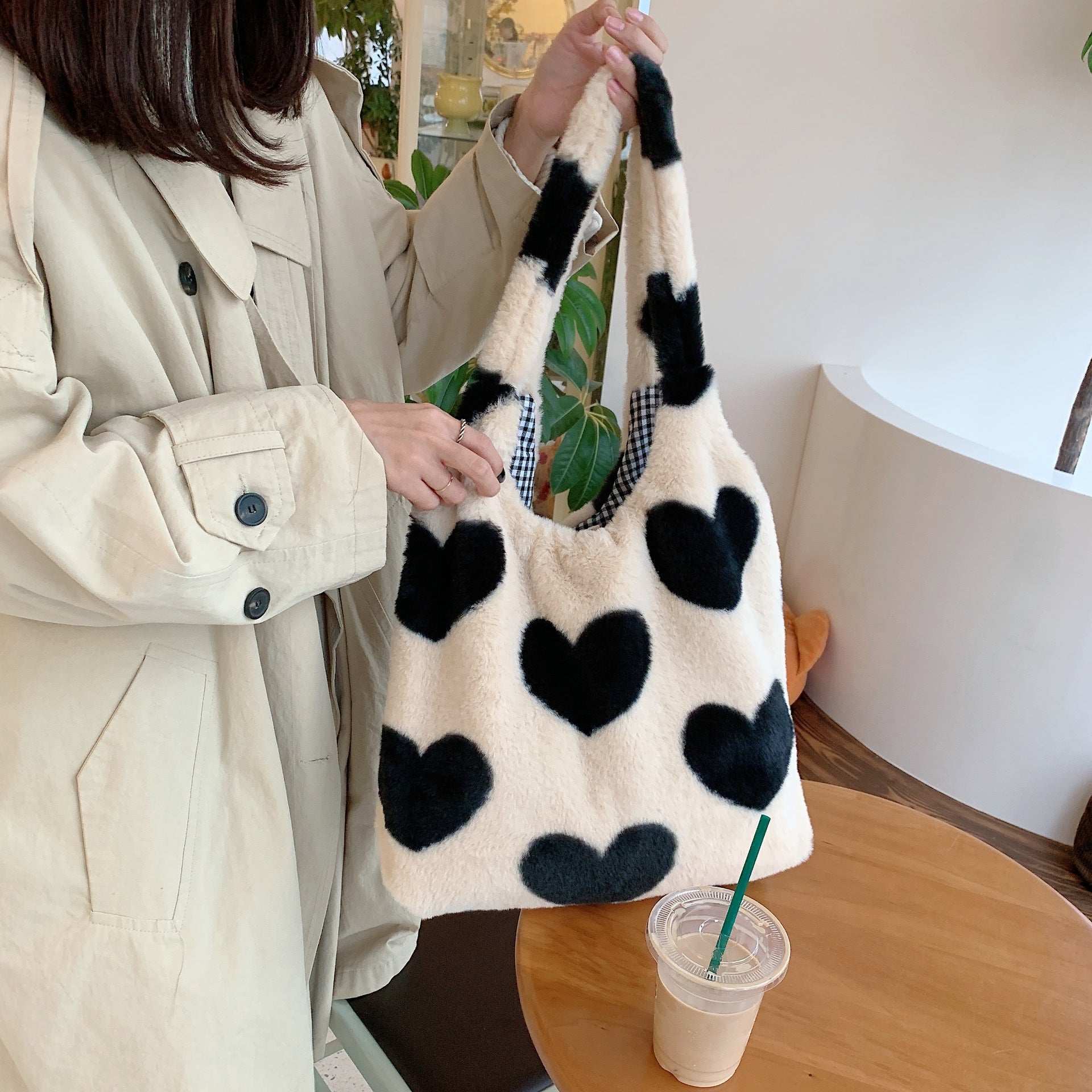 Love Shoulder Bags Double Side Used Winter Underarm Bag Women