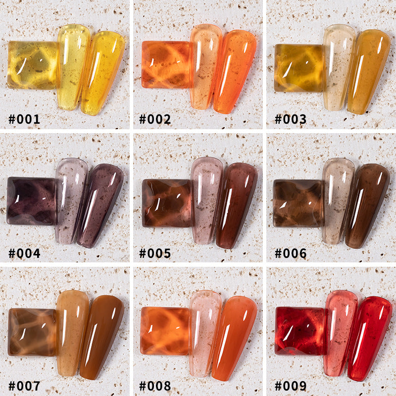 9 Colors Amber Set UV Gel Nail Polish Ice Penetration Soak Off Shining