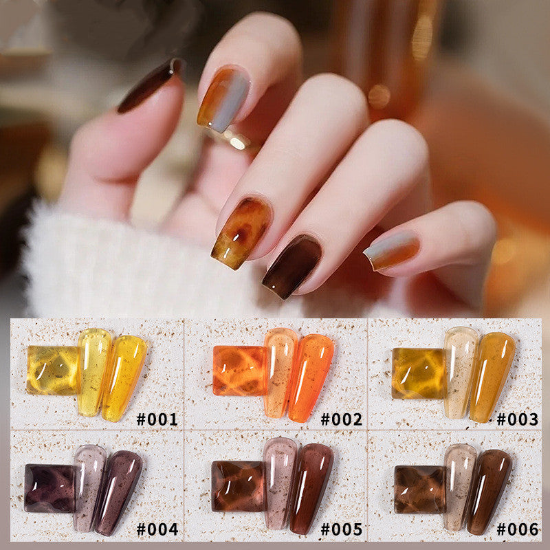 9 Colors Amber Set UV Gel Nail Polish Ice Penetration Soak Off Shining