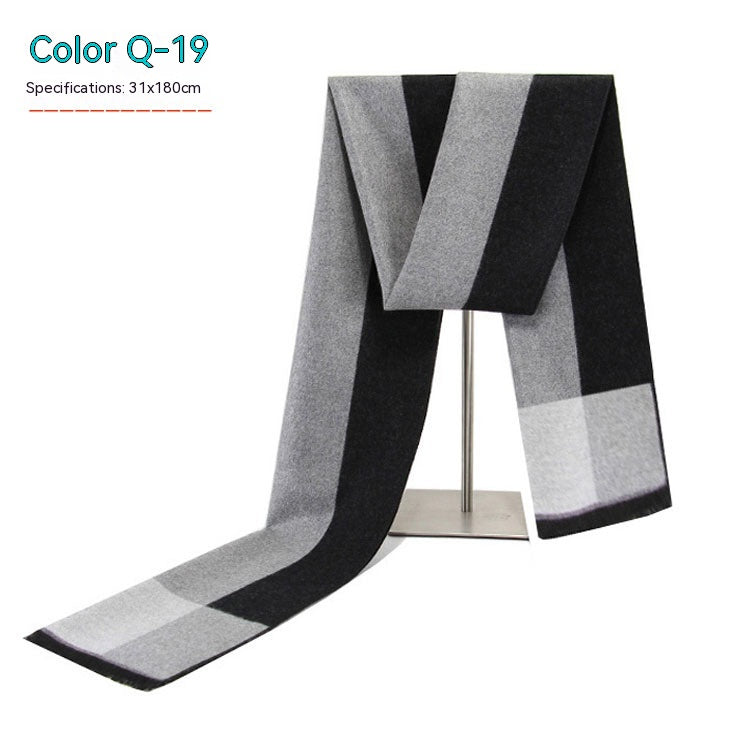 Men's Striped Winter Warm Artificial Cashmere Scarf