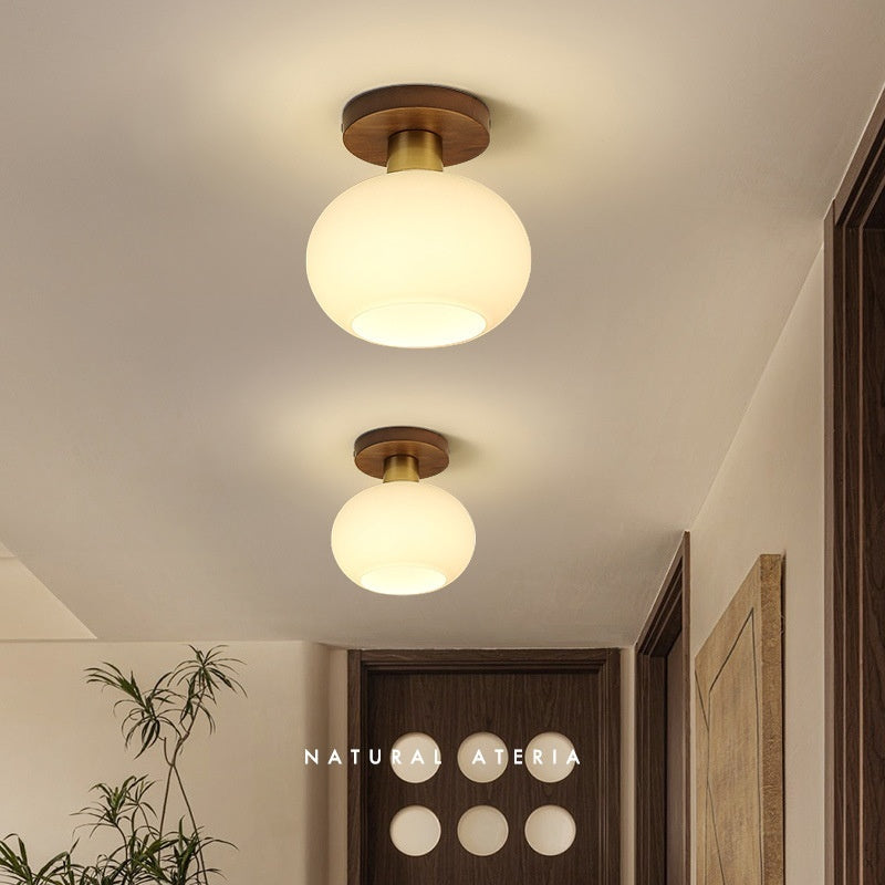 Chinese Style Simple And Light Luxury Walnut Brass Ceiling Lamp - globaltradeleader