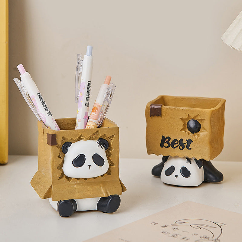 Cute Panda Pen Holder Creative Office Desk Ornaments Decoration Supplies Storage Box - globaltradeleader