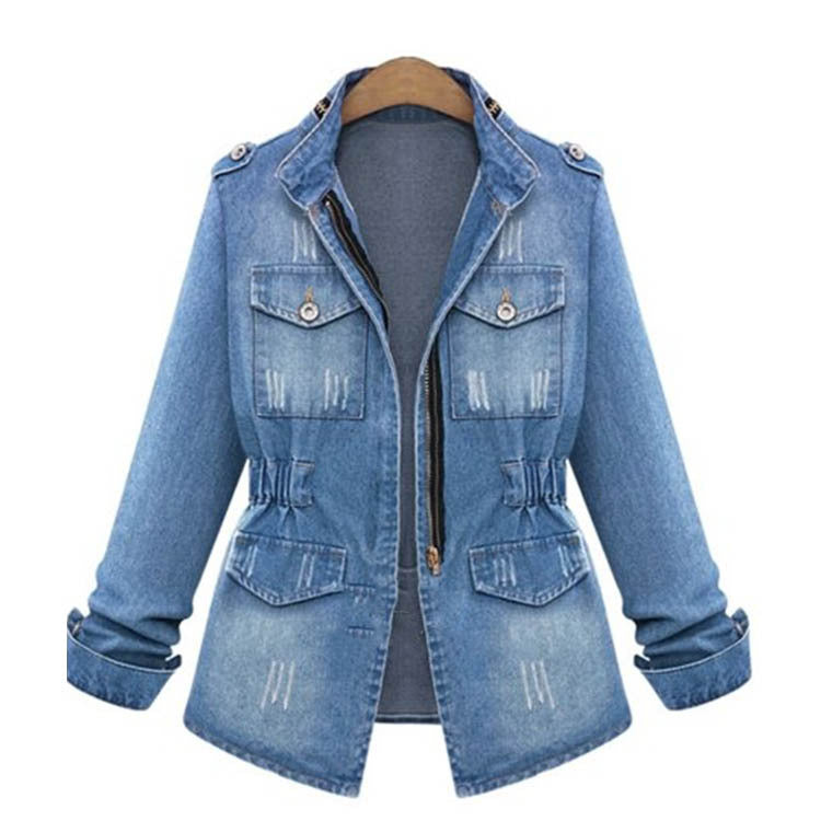 Autumn And Winter New European And American Women's Denim Coat Large Size Fat Girls Long Sleeve Coat Women