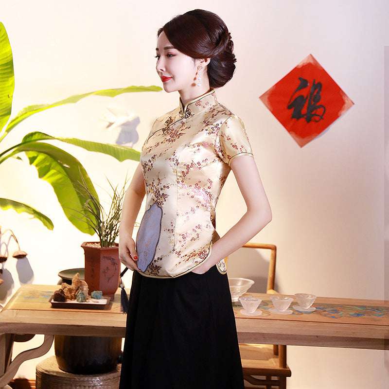 Improved Cheongsam Top Brocade Slim Retro Women