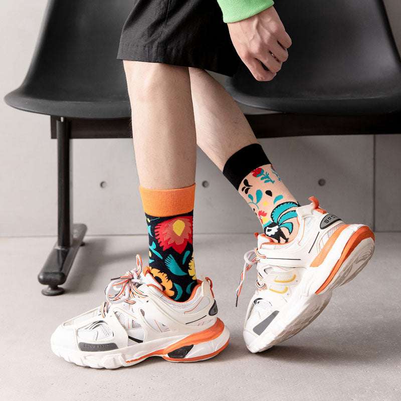 Men's Mid-calf Length Autumn And Winter New Casual Cartoon AB Foot Socks - globaltradeleader