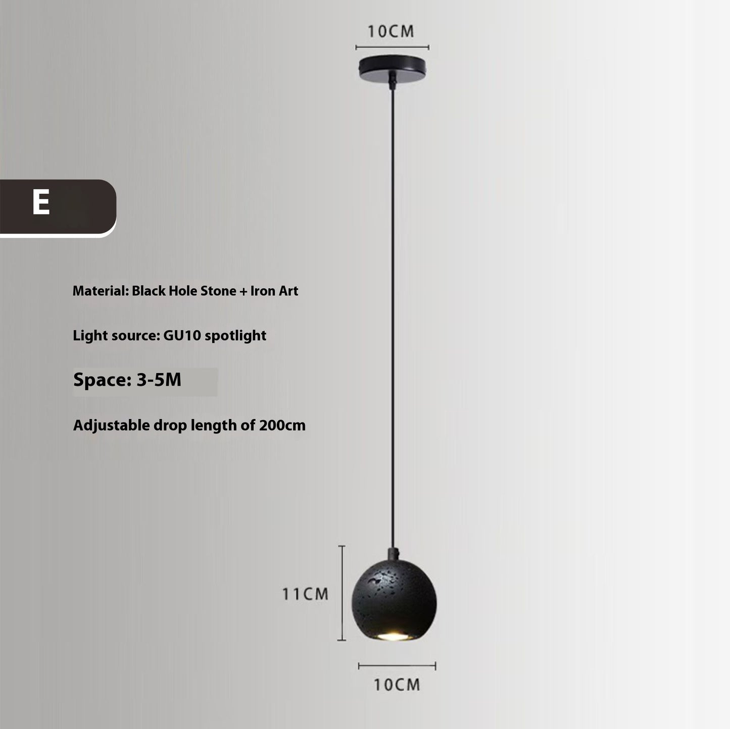 Black Cave Stone Restaurant Aisle Bedside Creative Terrazzo Chandelier - globaltradeleader