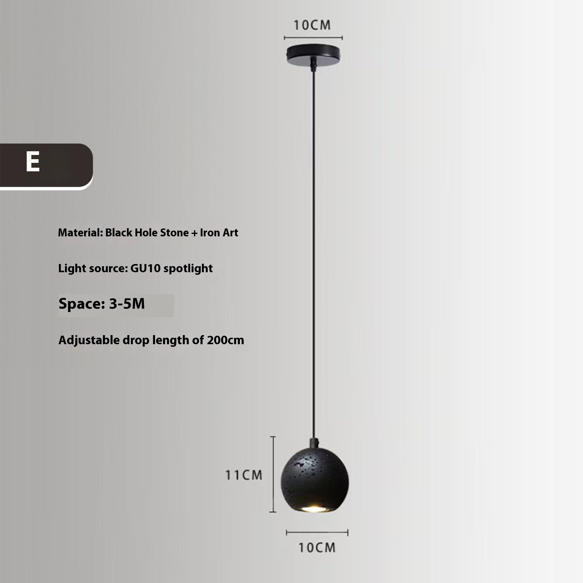 Black Cave Stone Restaurant Aisle Bedside Creative Terrazzo Chandelier - globaltradeleader