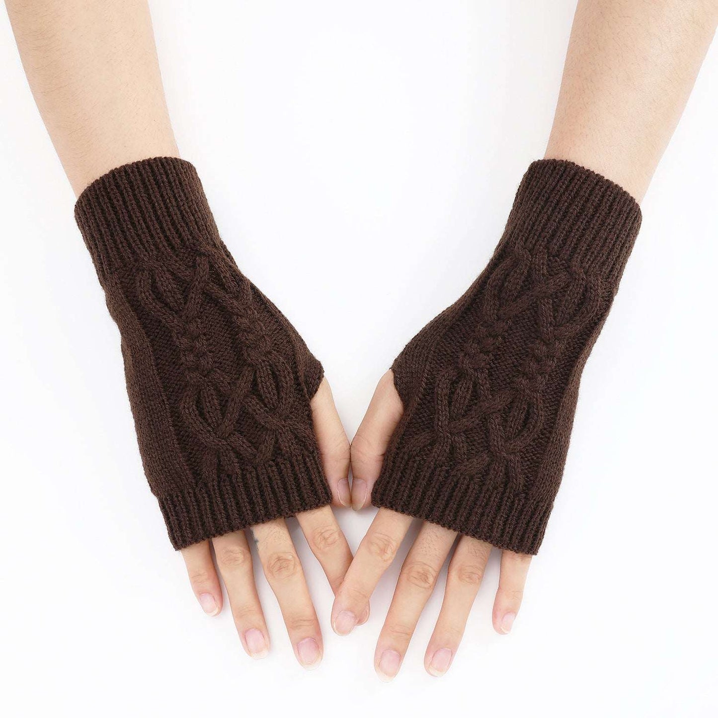 Knitted Half Gloves Female Cute Winter Open Finger Half Finger Student Male And Female Couple Wool - globaltradeleader