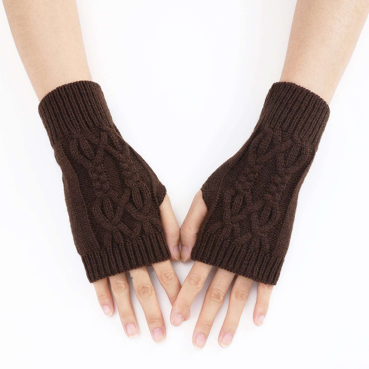 Knitted Half Gloves Female Cute Winter Open Finger Half Finger Student Male And Female Couple Wool - globaltradeleader