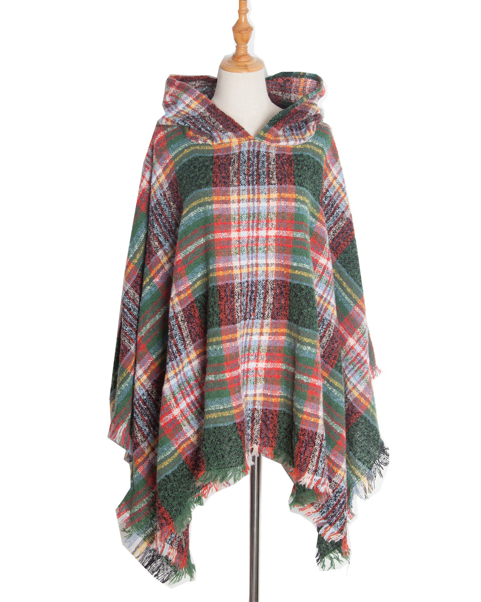 Spring Autumn And Winter Plaid Ribbon Cap Cape And Shawl