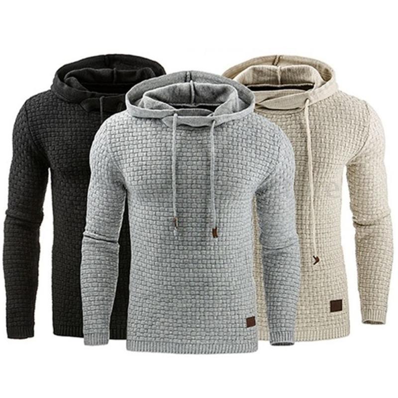 Men's Jacquard Sweater Long-sleeved Hoodie Warm Color Hooded Sweatshirt Jacket - globaltradeleader