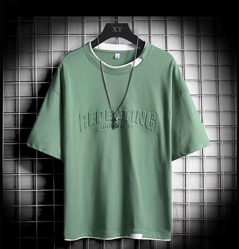 Fake Two-piece Casual Bottoming Shirt Summer Short-sleeved