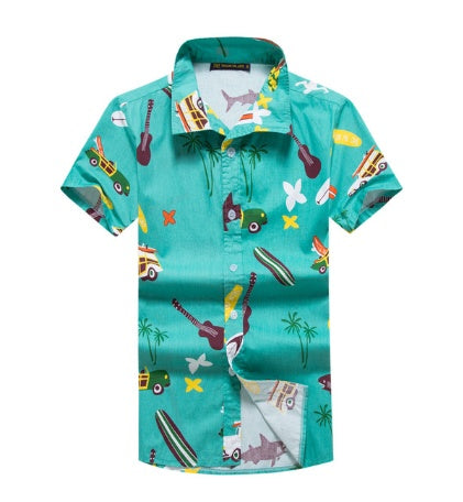 Shirt casual loose cotton top large size printed beach - globaltradeleader