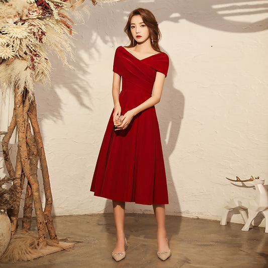 Summer Wedding Red Engagement Dress - globaltradeleader