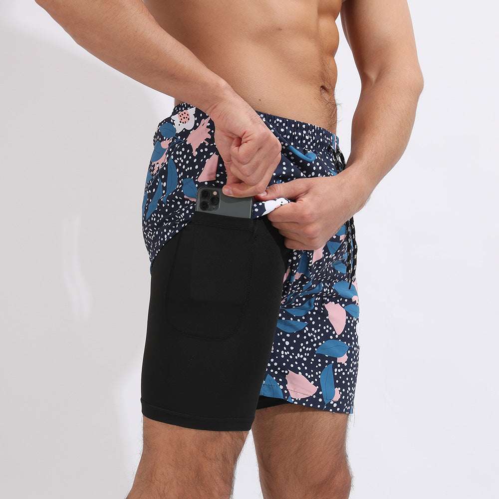Gradient Printed Beach Shorts Double Layer Casual Sport Shorts - globaltradeleader