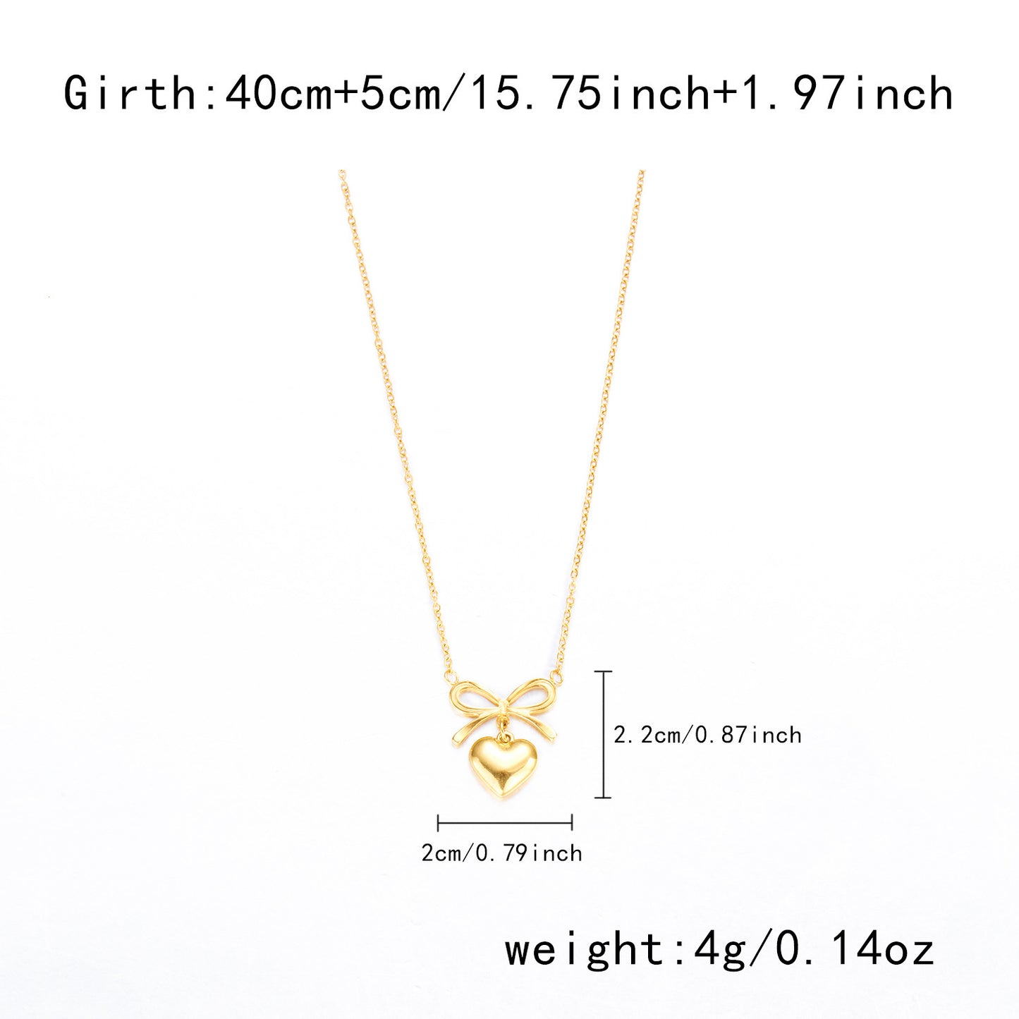 Stainless Steel New Fashion Fine Waterproof Jewelry Love Heart Bowknot Shape Charm Chain Choker Necklaces Pendant For Women Fashion Jewelry - globaltradeleader