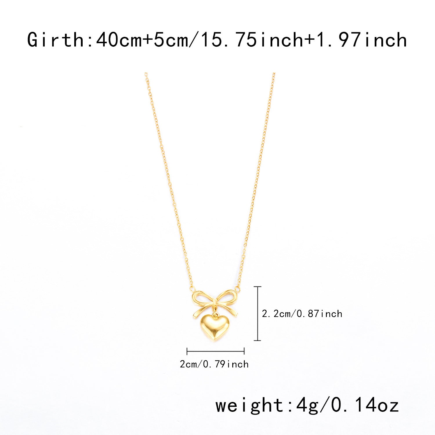 Stainless Steel New Fashion Fine Waterproof Jewelry Love Heart Bowknot Shape Charm Chain Choker Necklaces Pendant For Women Fashion Jewelry - globaltradeleader