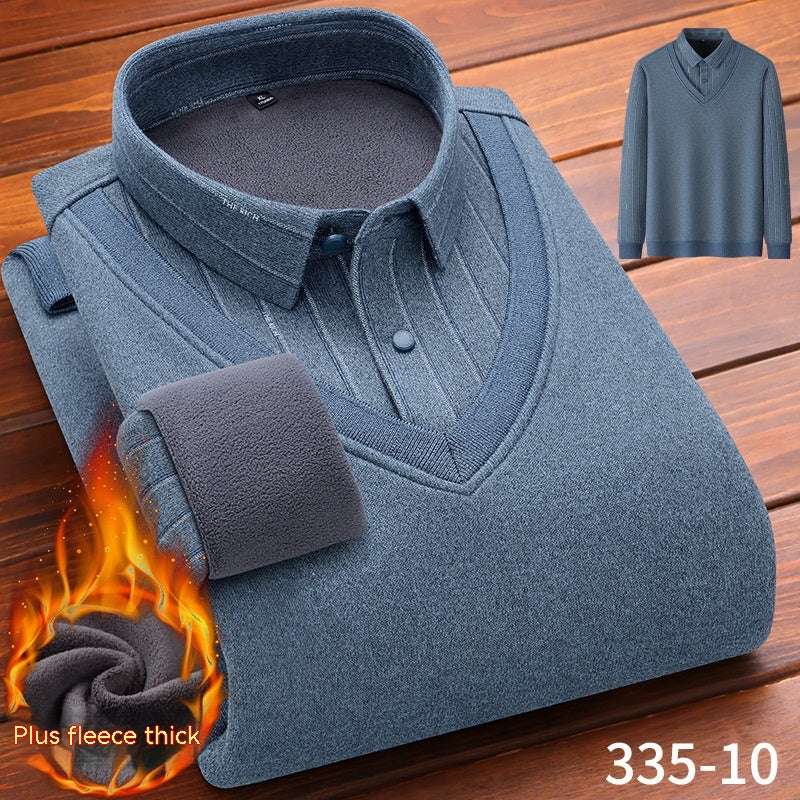 Winter Fleece False-two-piece Warm Shirt