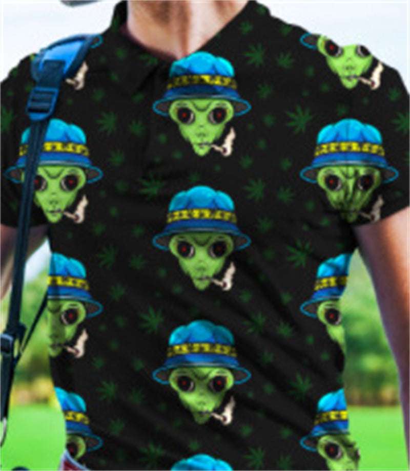 Men's Camouflage 3D Printed PoLo Shirt Fashion Button Lapel Short Sleeves