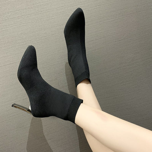 Pointed Toe Boots Women Sock Shoes - globaltradeleader