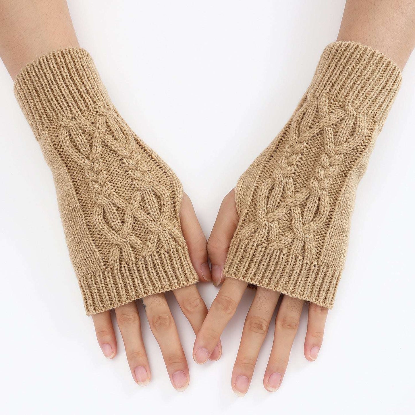 Knitted Half Gloves Female Cute Winter Open Finger Half Finger Student Male And Female Couple Wool - globaltradeleader