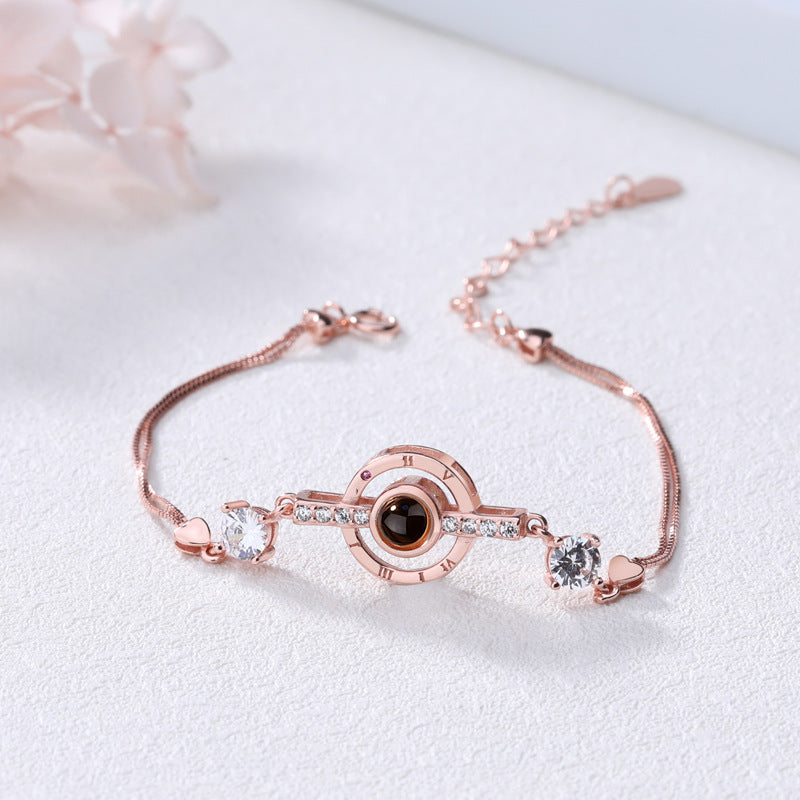 925 Sterling Silver 100 Languages I Love You Projection Custom Love Memory Bracelet Female Factory Direct Sale One Drop