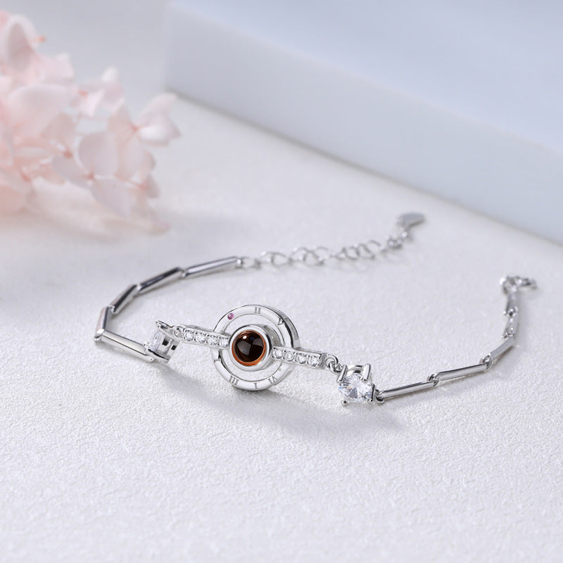 925 Sterling Silver 100 Languages I Love You Projection Custom Love Memory Bracelet Female Factory Direct Sale One Drop