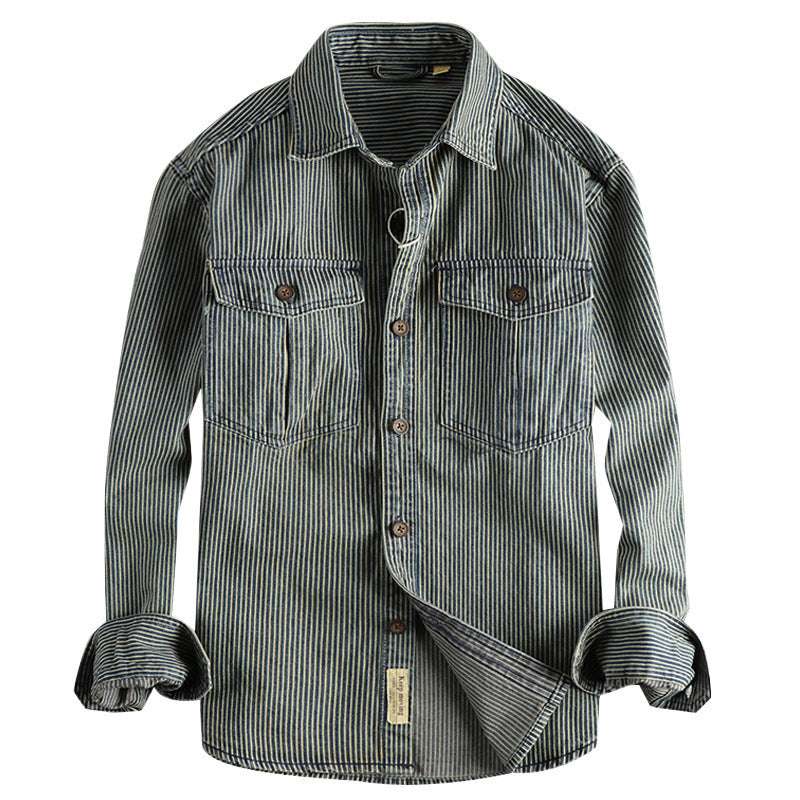 Washed Vintage Denim Shirt For Men - globaltradeleader