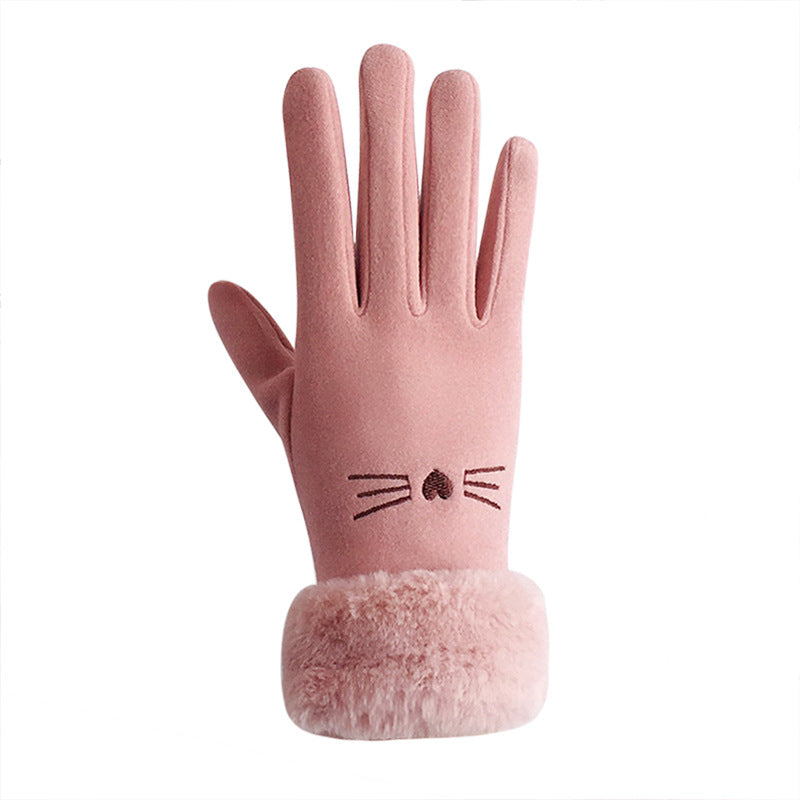 Women's Fleece-lined Thermal Touch Screen Gloves For Autumn And Winter