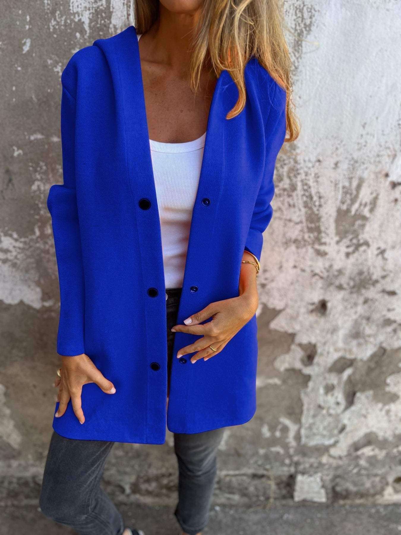 Casual Hooded Single-Breasted Cardigan Fashion Loose Solid Color Jacket Spring And Autumn Women's Clothing - globaltradeleader