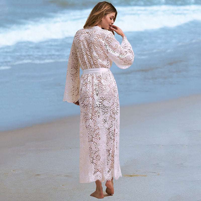 Lace bikini blouse, hollow sexy beach jacket, sunscreen suit, swimsuit and cardigan - globaltradeleader