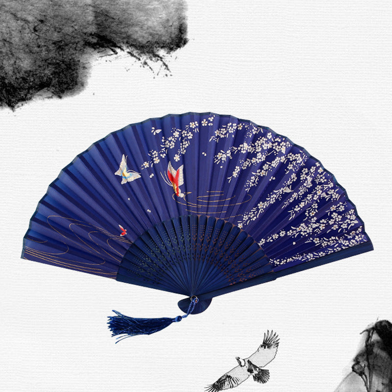 Folding Fan Bamboo Ancient Style Han Chinese Clothing Chinese Style Small Fan