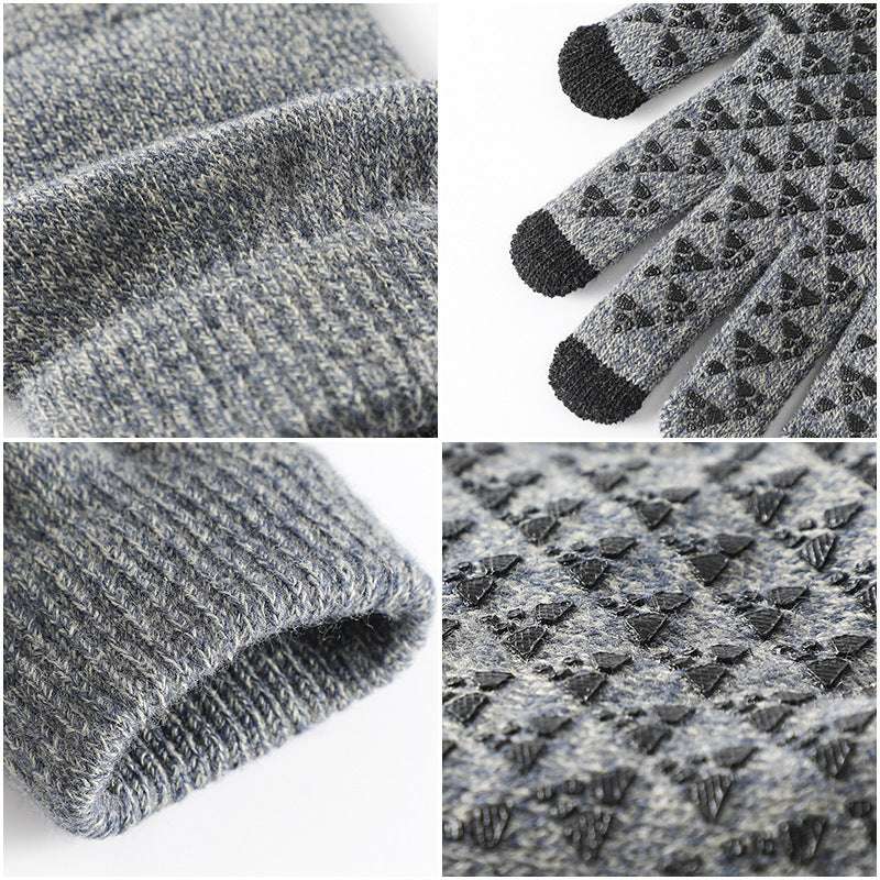 Winter Knitted Gloves For Men And Women Warm Cycling Anti-Cold Anti-Slip Triangular Offset Warm Gloves - globaltradeleader