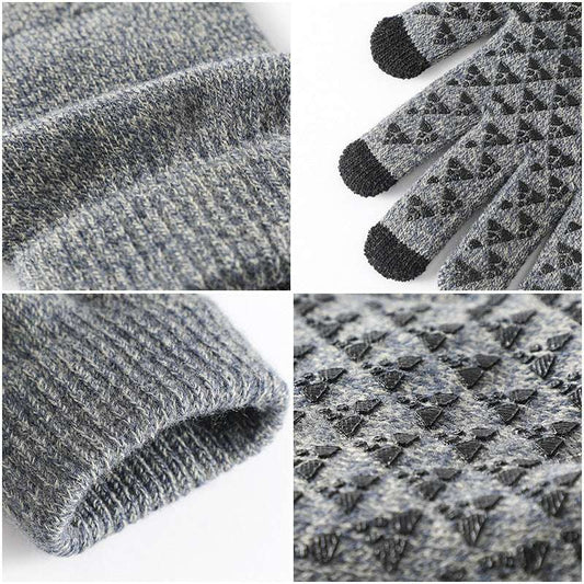 Winter Knitted Gloves For Men And Women Warm Cycling Anti-Cold Anti-Slip Triangular Offset Warm Gloves - globaltradeleader