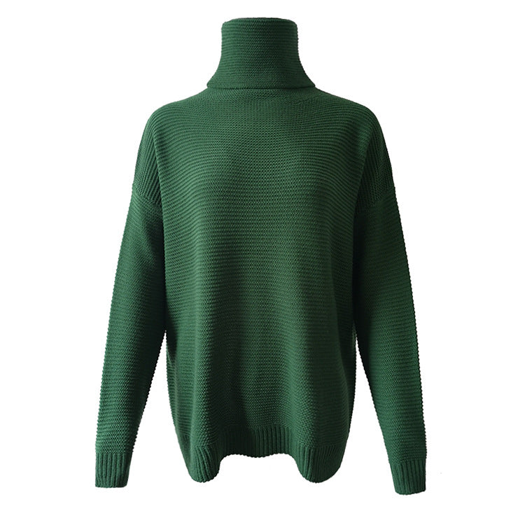 Autumn And Winter European And American Sweaters Thick Line Long-sleeved Turtleneck Pullover Sweater For Women