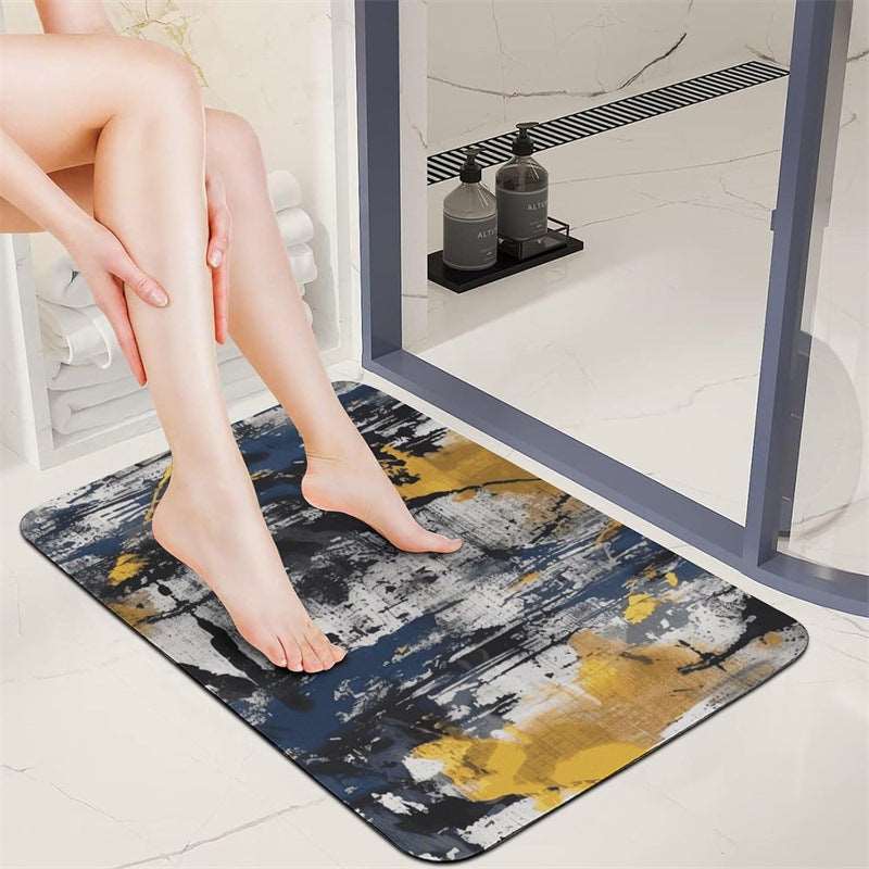 Nordic Light Luxury Marbling Diatom Ooze Absorbent Non-slip Floor Mat Toilet Door Quick-drying Feet - globaltradeleader