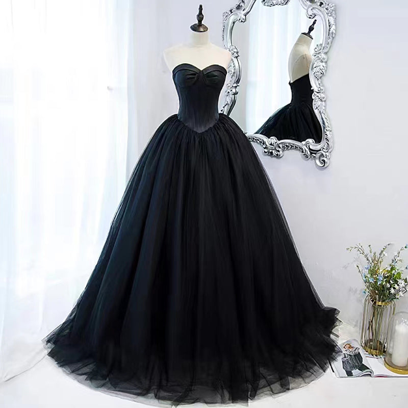 Black Evening Dress Can Wear Birthday Host Light Luxury Niche Wipe Chest Long - globaltradeleader