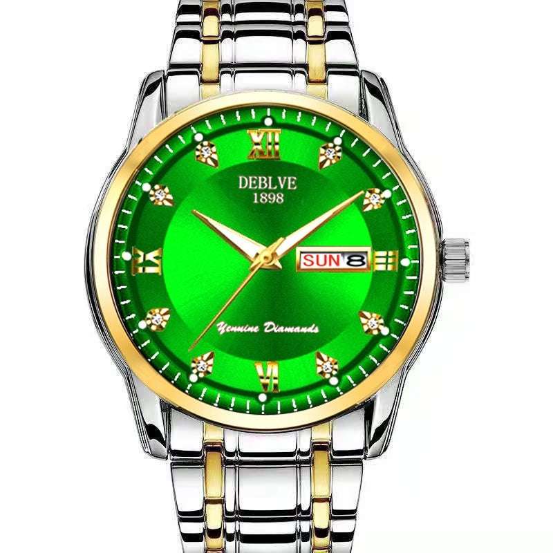 Fashion Alloy Steel Belt Waterproof Luminous Men's Dual Calendar Watch - globaltradeleader